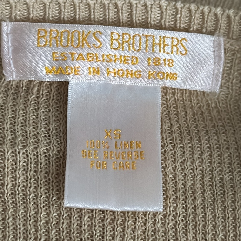 BROOKS BROTHERS Tan 100% Linen Cardigan Sweater Top Size XS S Vacation‎ Work - Picture 4 of 6
